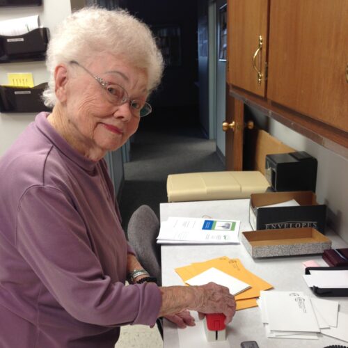 Erna Jeffrey prepares memorial notes