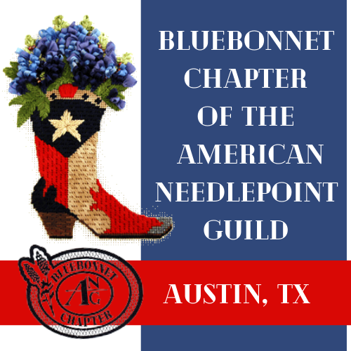 Needlepoint Bluebonnets in boot with words